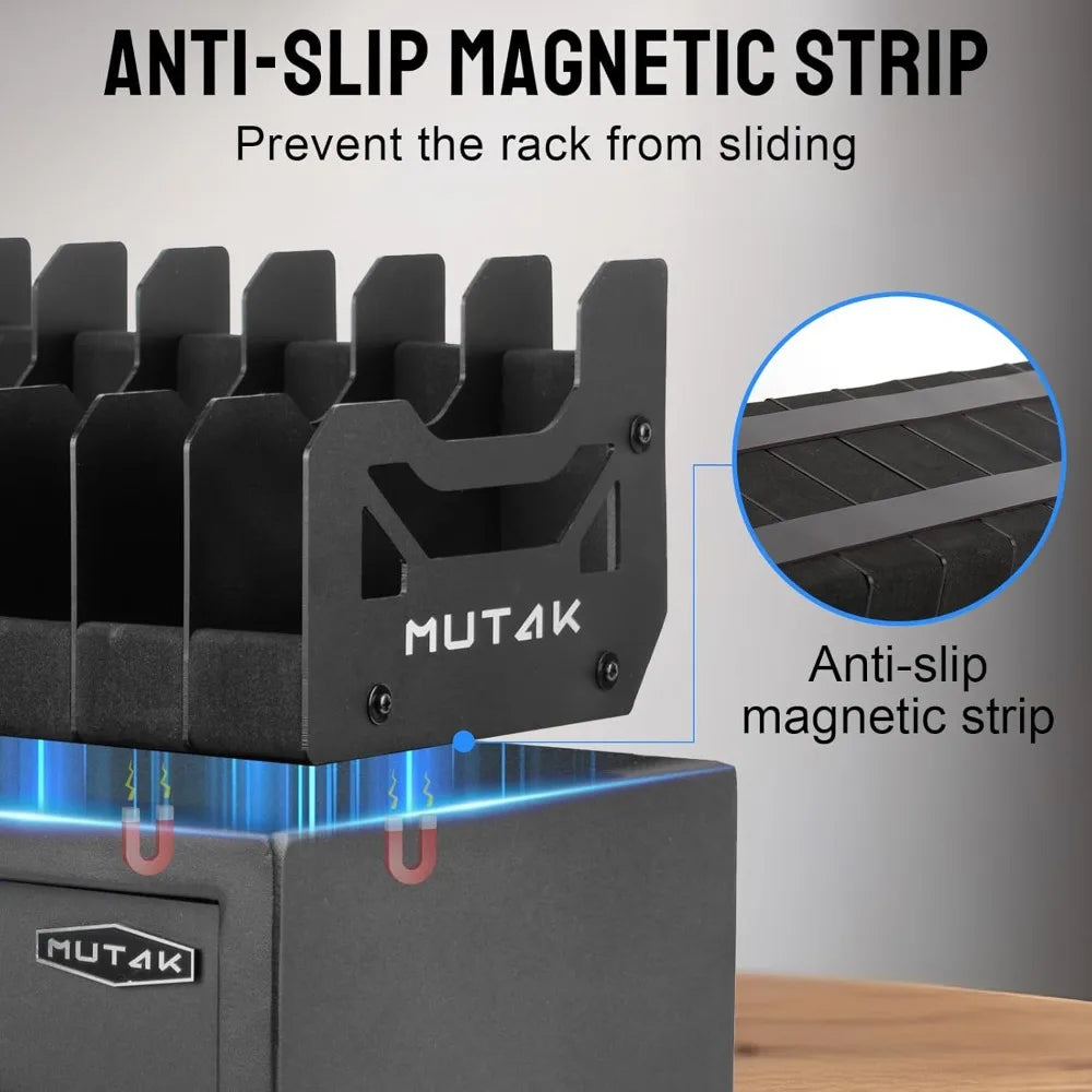 Soft Foam Pistol Rack for Gun Safe, Handgun Stand Organizer, Adjustable Slots, Anti-Scratch, Magnetic Base, 16 Slots