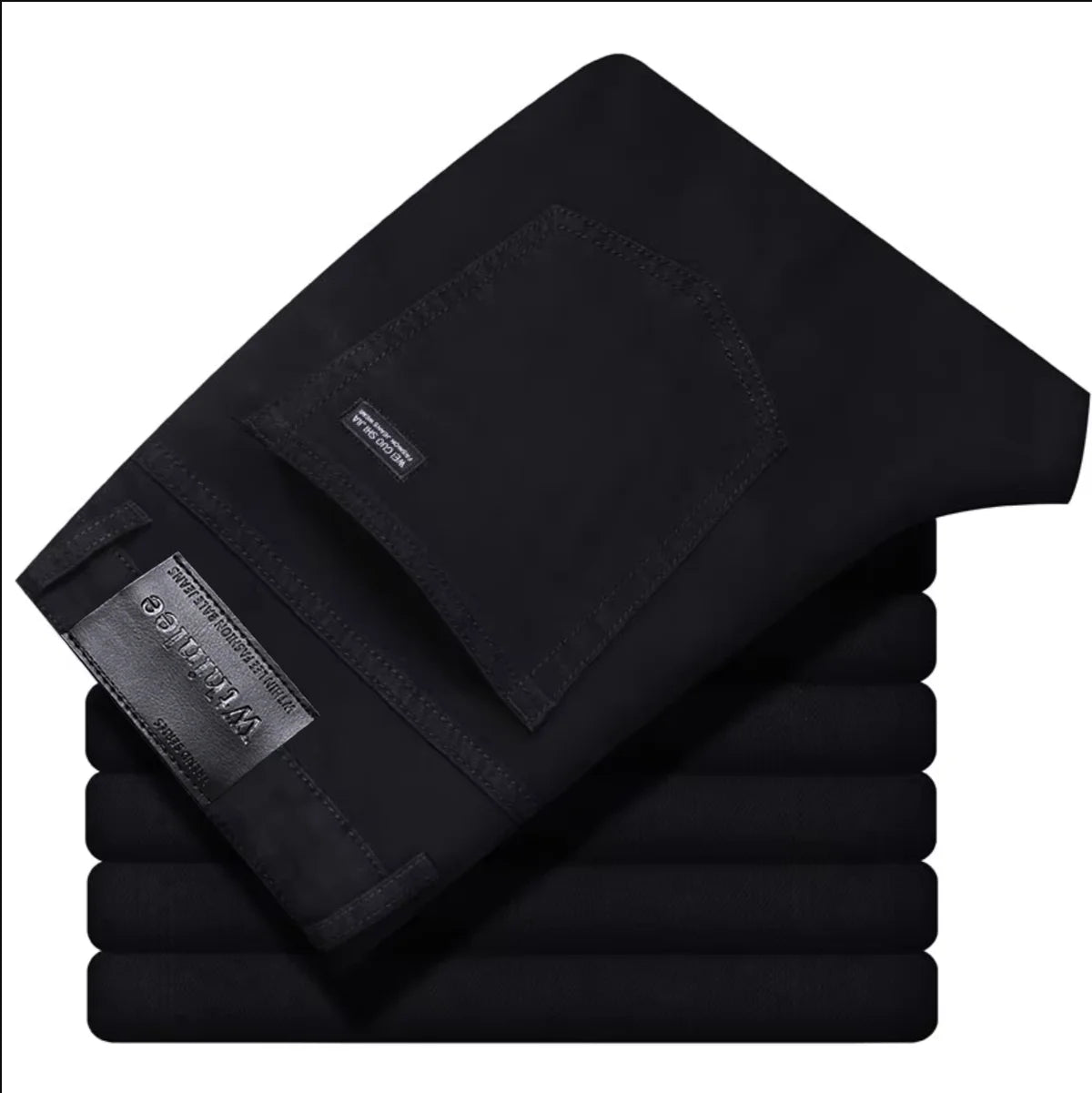 Wthinlee New Business Men's Jeans Casual Straight Stretch Fashion Classic Blue Black Work Denim Pant Trousers Male  Clothing