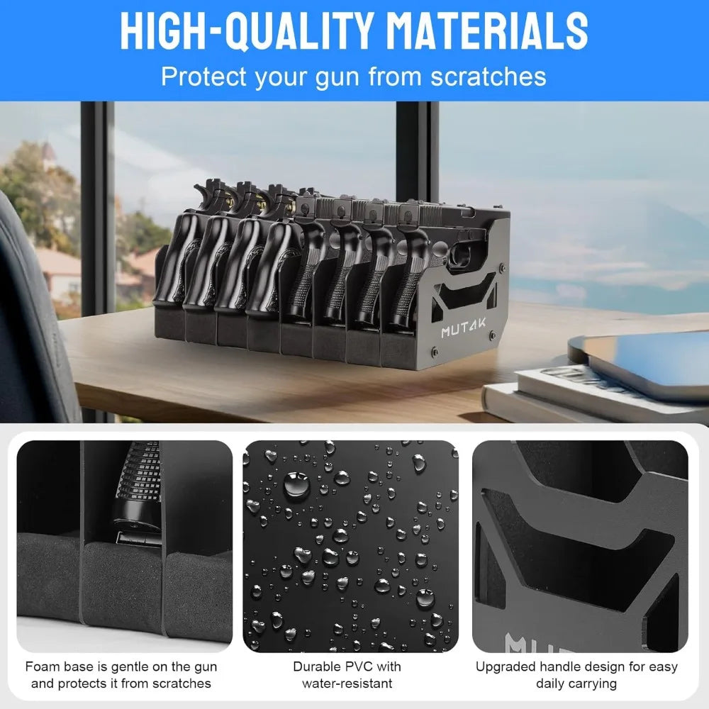 Soft Foam Pistol Rack for Gun Safe, Handgun Stand Organizer, Adjustable Slots, Anti-Scratch, Magnetic Base, 16 Slots