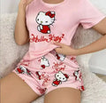 Pajama Set Hello Kitty Women's Spring Summer New Style 2026 Cartoon Cute Short-Sleeved Shorts Two-Piece Home Set Girl's Comfort